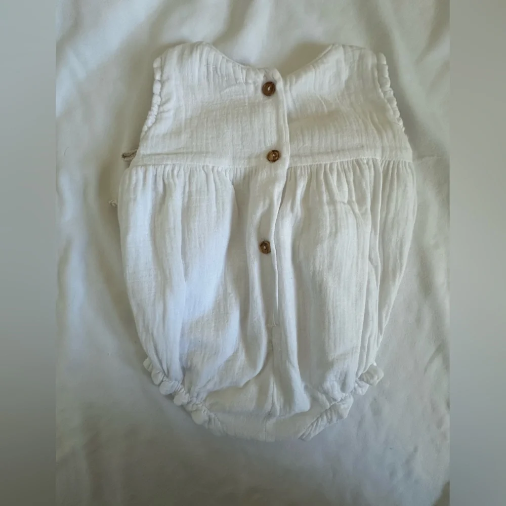 Elegant White and Tan Baby Diaper Cover